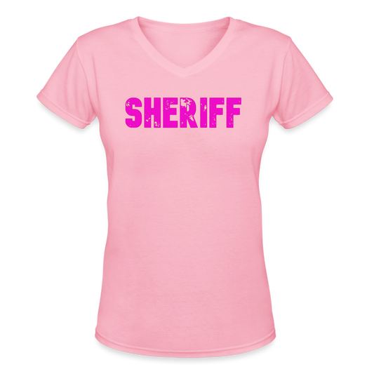 Women's V-Neck T-Shirt - Sheriff- Pink - pink