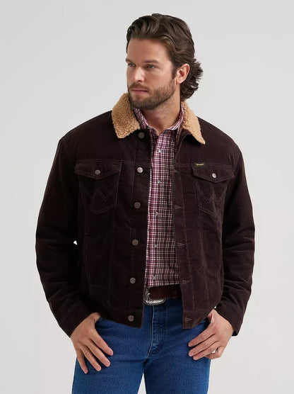 Wrangler Cowboy Cut Men's Brown Corduroy Sherpa Lined Western Jacket 112382099