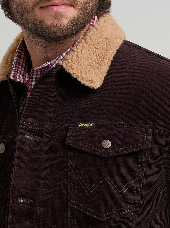 Wrangler Cowboy Cut Men's Brown Corduroy Sherpa Lined Western Jacket 112382099