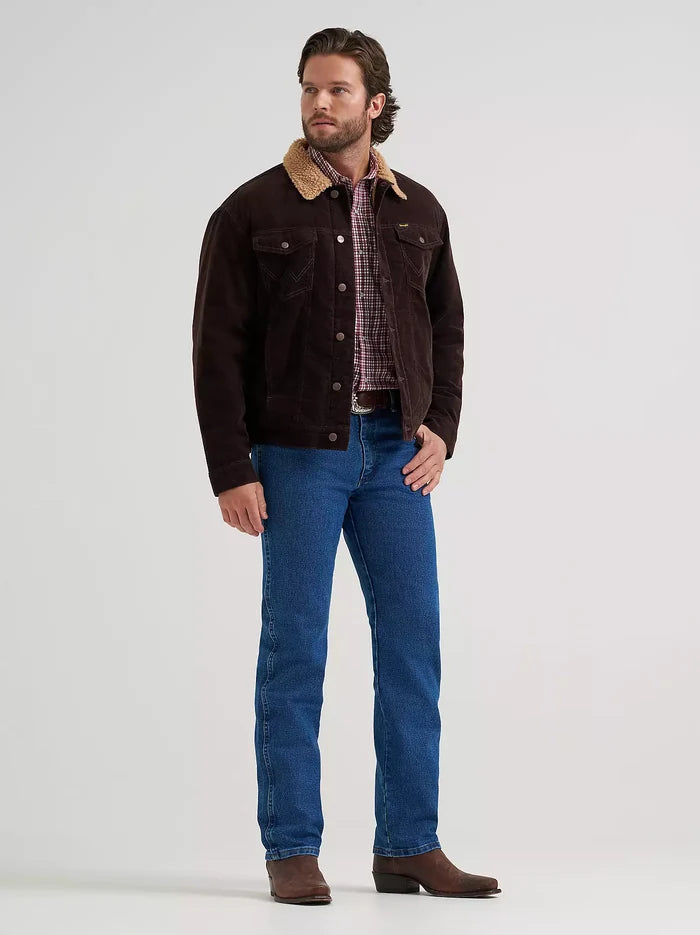 Wrangler Cowboy Cut Men's Brown Corduroy Sherpa Lined Western Jacket 112382099
