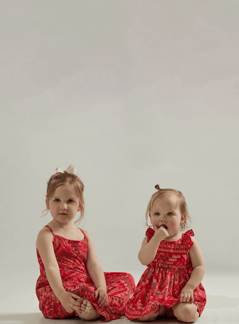 Wrangler Girl's Infant/Toddlers Red Southwestern Print Ruffle Strappy Dress 112346560