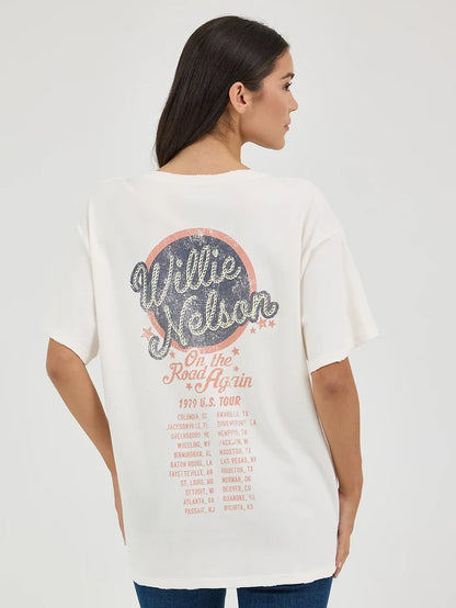 Wrangler Marshmallow Willie Nelson On The Road Again 1979 Oversize Tee 112361042-Painted Cowgirl Western Store