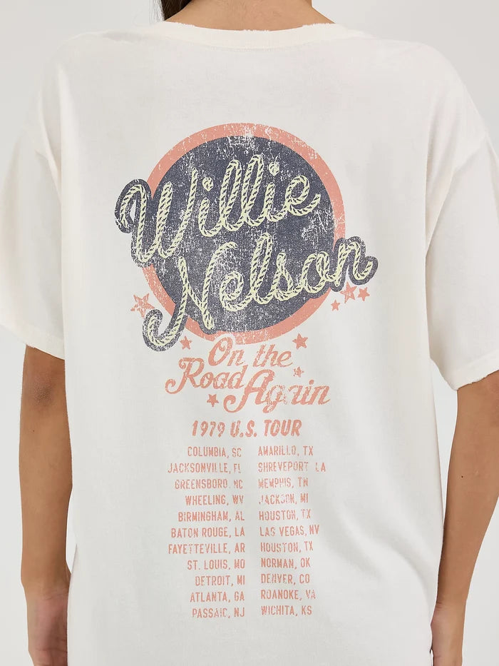 Wrangler Marshmallow Willie Nelson On The Road Again 1979 Oversize Tee 112361042-Painted Cowgirl Western Store