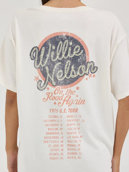 Wrangler Marshmallow Willie Nelson On The Road Again 1979 Oversize Tee 112361042-Painted Cowgirl Western Store