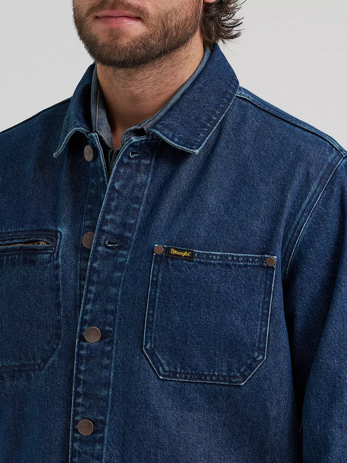 Wrangler Men's Dark Wash Denim Unlined Chore Jacket 112382010