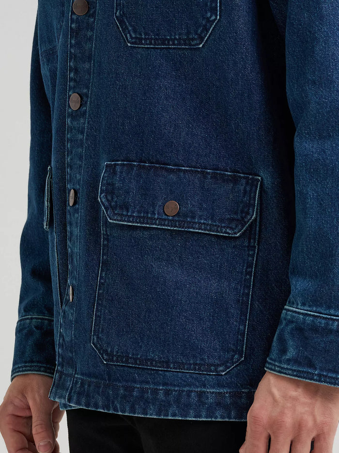 Wrangler Men's Dark Wash Denim Unlined Chore Jacket 112382010