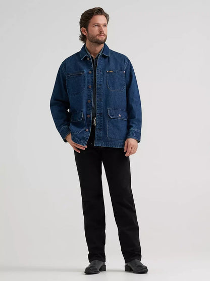Wrangler Men's Dark Wash Denim Unlined Chore Jacket 112382010