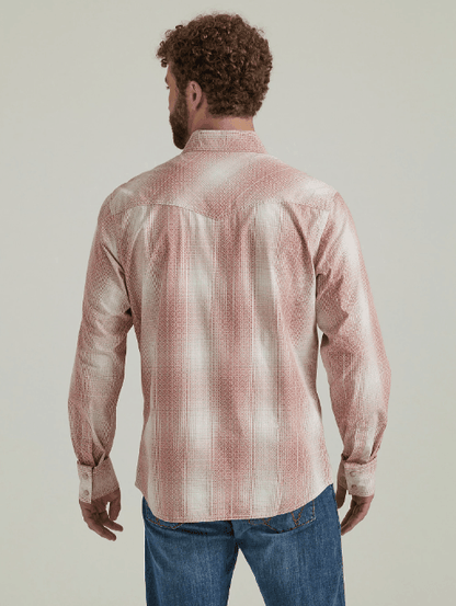 Wrangler Retro Performance Men's Peach Fade Long Sleeve Western Snap Shirt 112346603