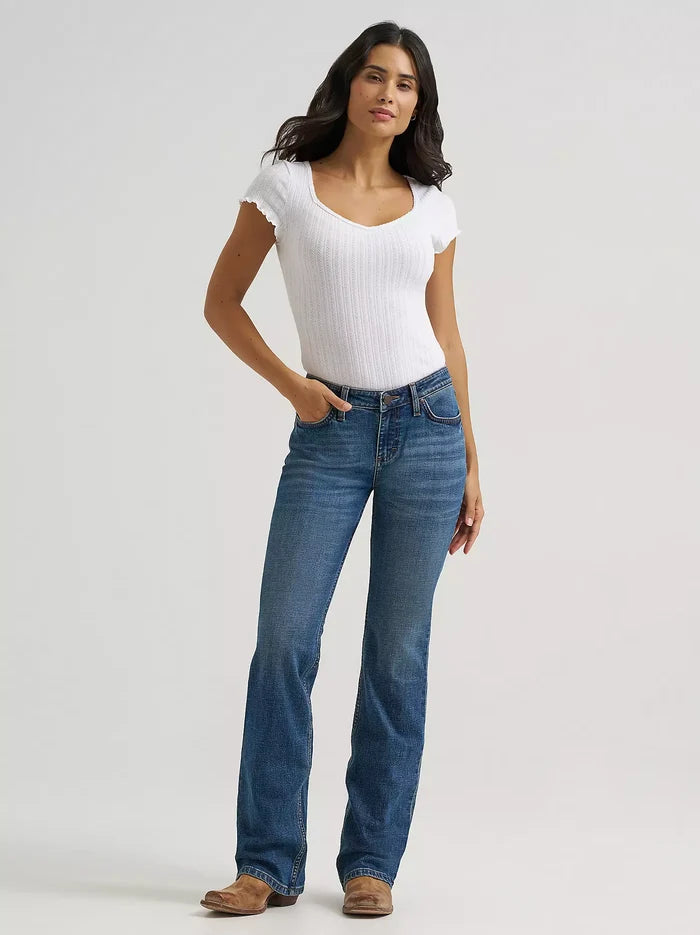 Wrangler Retro Women's Mae Marina Medium Wash Mid Rise Bootcut Jeans 112382281