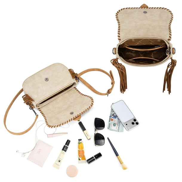 Wrangler Tan Braided Tassel Saddle Crossbody Bag WG454-2003TN