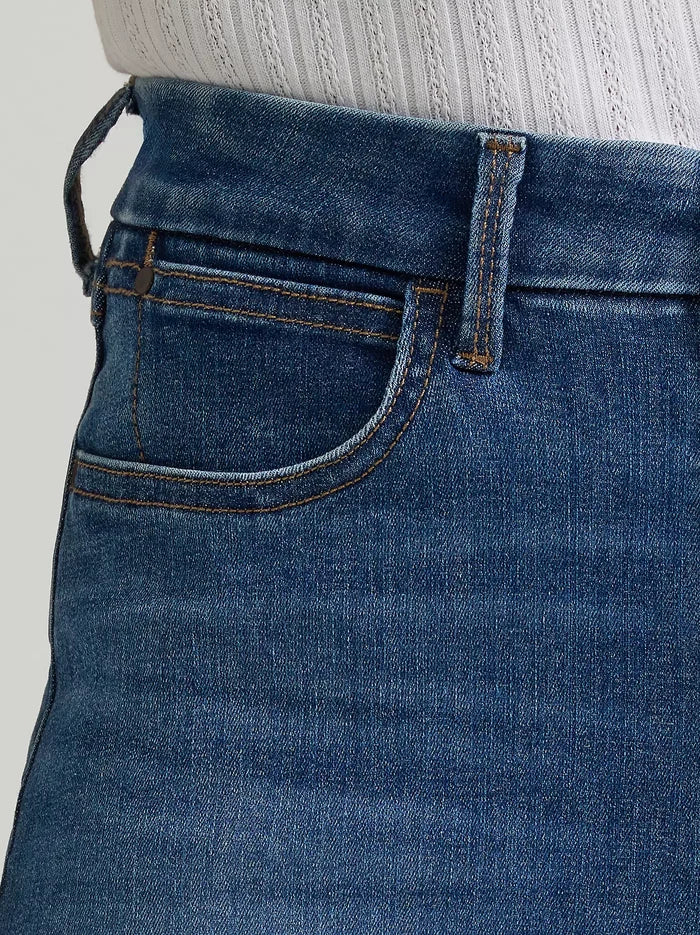 Wrangler Women's Bespoke Leanna Medium Wash High Rise Wide Leg Raw Hem Crop Jeans 112382335