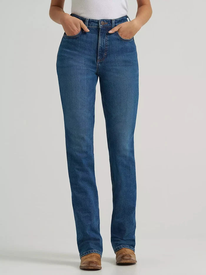 Wrangler Women's Lillian Dark Wash High-Rise Rodeo Boot Cut Riding Jeans 112367607