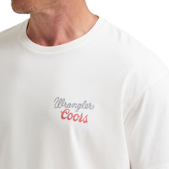 Wrangler x Coors2.0 Unisex White Vintage Bull Rider Graphic Print Logo Short Sleeve Tee 112383048