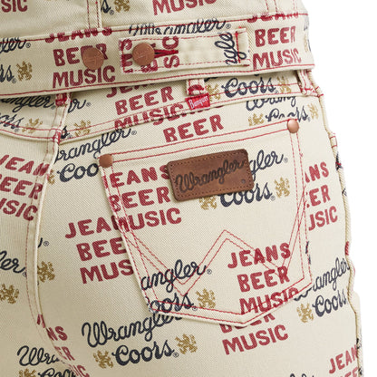Wrangler X Coors2.0 Women's Tan 'Jeans Beer Music' Print High-Rise Flare Jeans 112382897