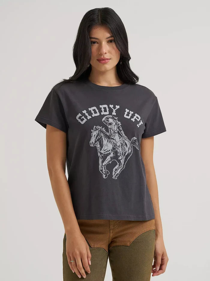 Wrangler X Lainey Wilson Women's Black 'Giddy Up' Tee Shirt 112382845
