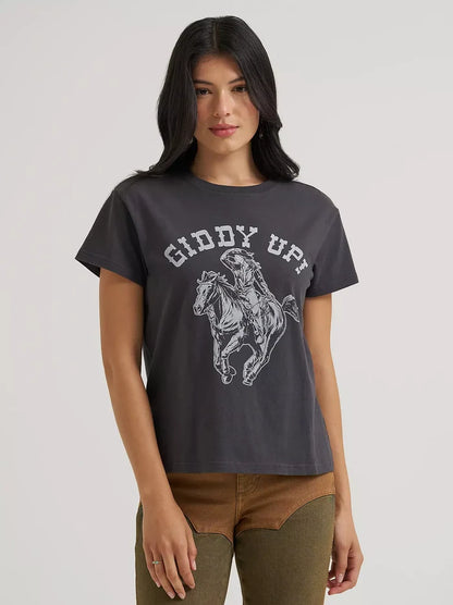 Wrangler X Lainey Wilson Women's Black 'Giddy Up' Tee Shirt 112382845