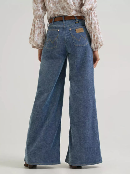 Wrangler X Women's Lainey Wilson Indigo High-Rise Chenille Wide Leg Jeans 112382902