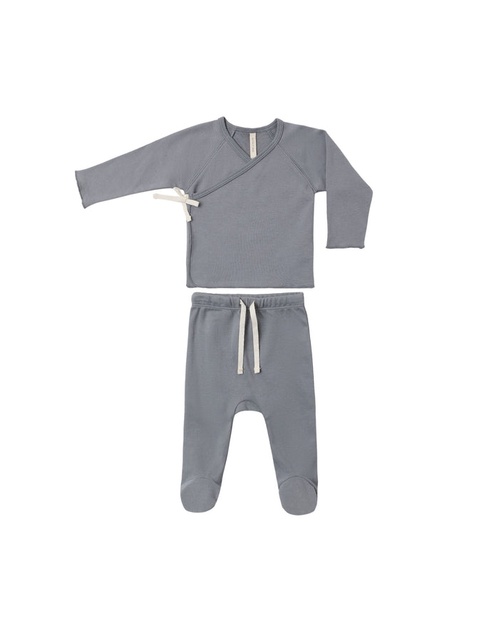 Wrap Top + Footed Pant Set || Slate